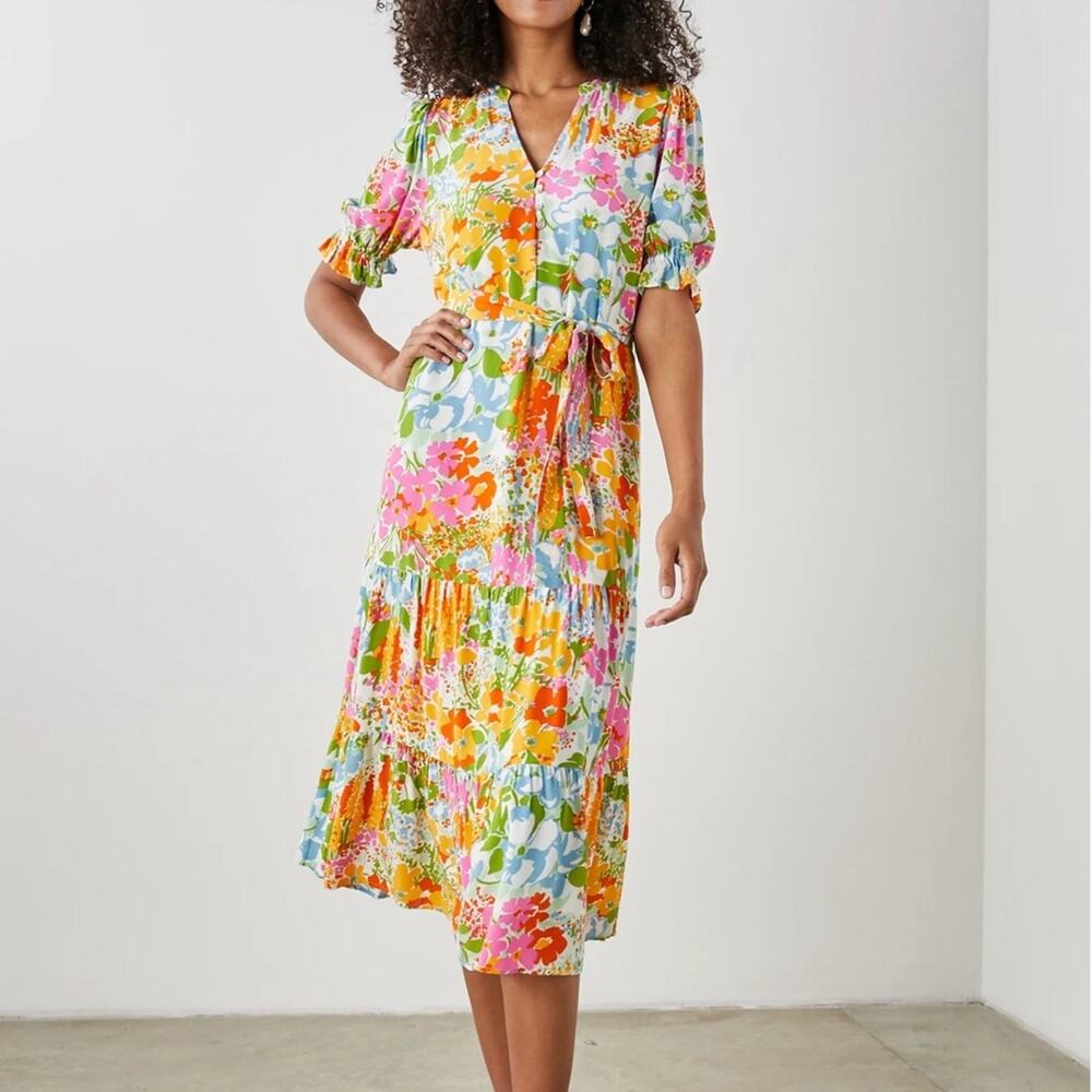 NWT Rails Eliana Day Garden Floral Belted Midi Dress sz XS